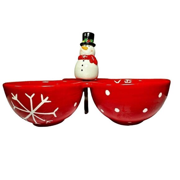 3 Section Divided Dish with Removable Snowman Spreader Knife​​​​ - Picture 4 of 8